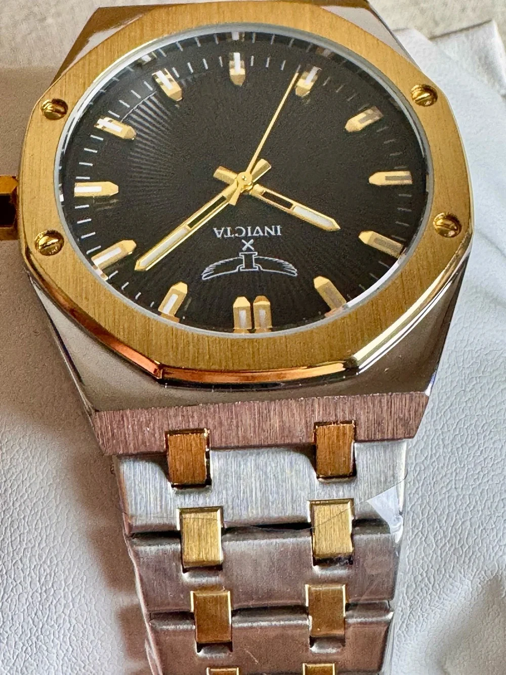 Invicta Black Dial Gold & Silver-tone 42mm Quartz Watch 69964 NWT